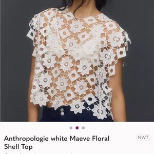 Anthropologie White Floral Lace Blouse